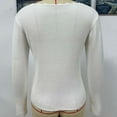 thumbnail image 3 of Lovskoo 2024 Sweaters for Women Hollow Out Sweater V Neck Long Sleeve Slim Fit Knitwear Casual Pullover Sweater White, 3 of 8