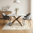 thumbnail image 3 of ODIKA 5'x7' Washable Area Rug Non-Slip, Chair-Friendly Cream Vintage Boho Bordered Bouquet Distressed Retro Motifs Neutral Flowing for Dining Room, Under Table, Home Office, 3 of 7