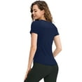 thumbnail image 5 of Hanerdun Womens Athletic Workout Shirts Quick Dry Yoga Tops Short Sleeve Tees Navy Blue 2XL, 5 of 6