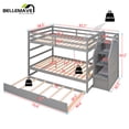 thumbnail image 3 of BELLEMAVE Full over Full Bunk Beds for Kids, Full Size Bunk Bed with Trundle, Storage Stairs and Full-Length Guardrail, Wood Bunk Bed for Kids, Tenns(Gray), 3 of 12