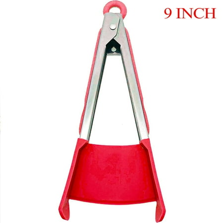 

Kitchen Spatula and Tongs Non-Stick Heat Resistant Stainless Steel Frame Food Grade Silicone Red-9inch 1PCS