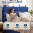 thumbnail image 3 of EnHomee Upholstered Bed Frame with Adjustable Headboard Queen Size Bed Frame with Charge Station & Storage, Navy Blue, No Box Spring Needed, Noise Free, 3 of 8
