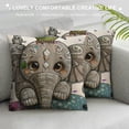 thumbnail image 3 of Qinduosi Throw Pillow Cover Cute Cartoon Elephant and Five on a Flowers Pillow Case Decorative Inches Outdoor Cushion Couch Sofa Pillowcases, 3 of 5