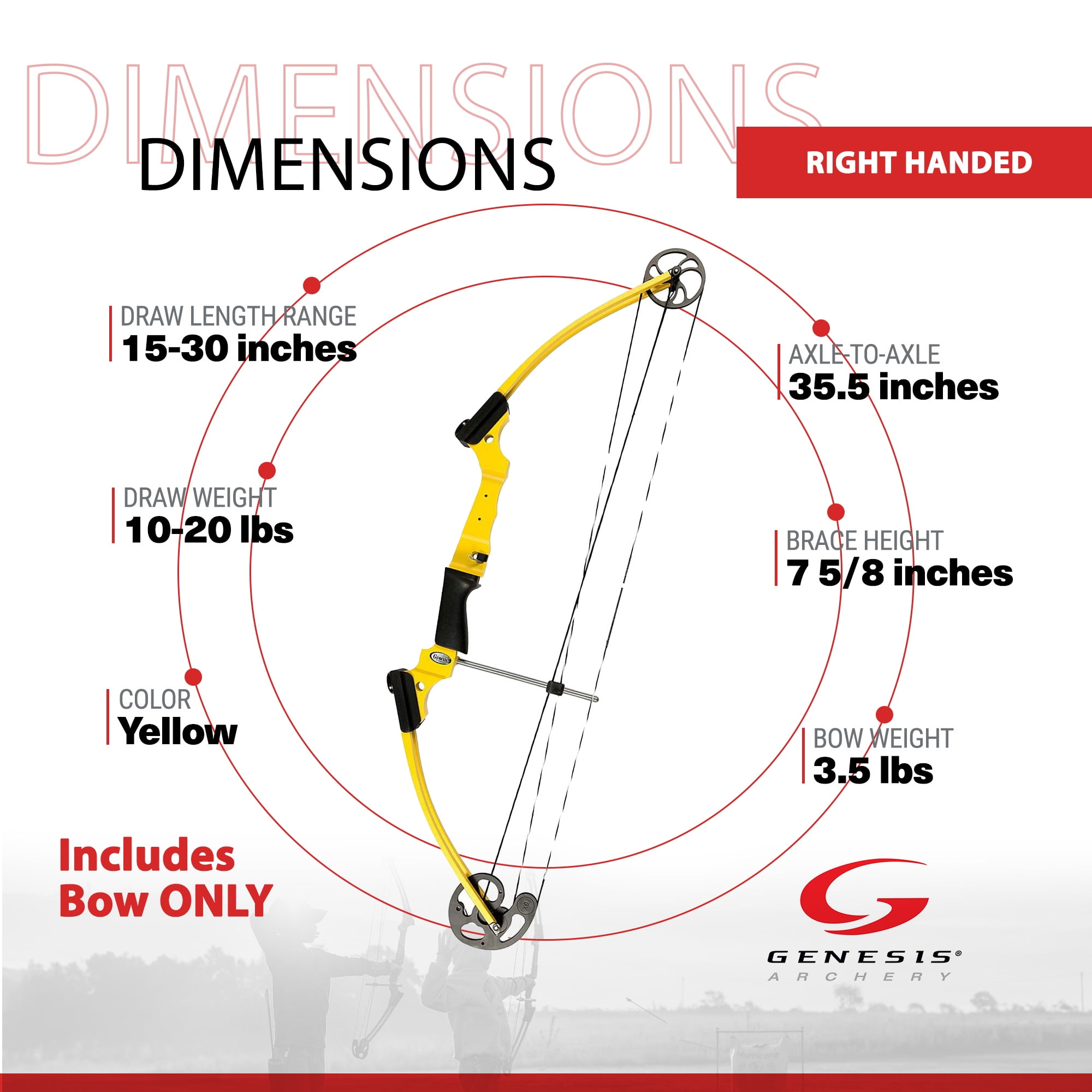 Genesis Archery Original Adjustable Right Handed Bow, Yellow (4 Pack)