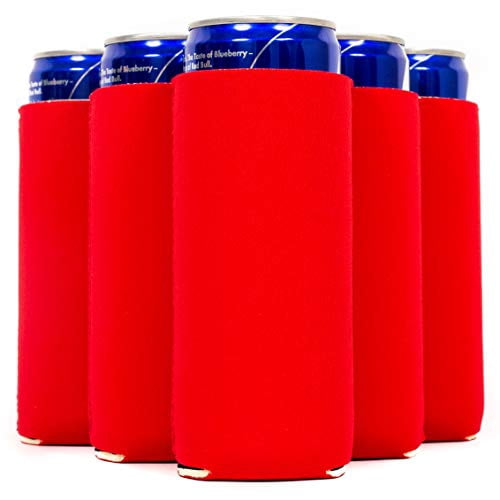 Qualityperfection 6 Slim Can Cooler Sleeves Beer Energy Drink Blank Skinny 12 Oz Neoprene Coolie Compatible With Redbull Spiked Seltzer White Claw 6 Red Walmart Com