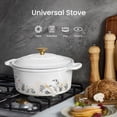 thumbnail image 4 of CAROTE 5QT Cast Iron Dutch Oven with Gloves and Pot Pad, 9.5Inch Round Soup Pot, Nonstick Cookware for Baking, Roasting, Braising & Cooking, Dual Handles,White, 4 of 7