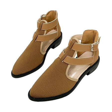 

PMUYBHF Womens Sandals Size 7 Wedge Heels Casual Side Hollow Belt Buckle Flat Bottom Roman Shoes Women s Summer Sandals Fashion Women s Sandals