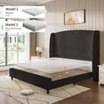 thumbnail image 4 of Hombryzy Queen Size Platform Bed Frame with 65.7" Extra Tall Upholstered Wingback Headboard, Corduroy Black, 4 of 9