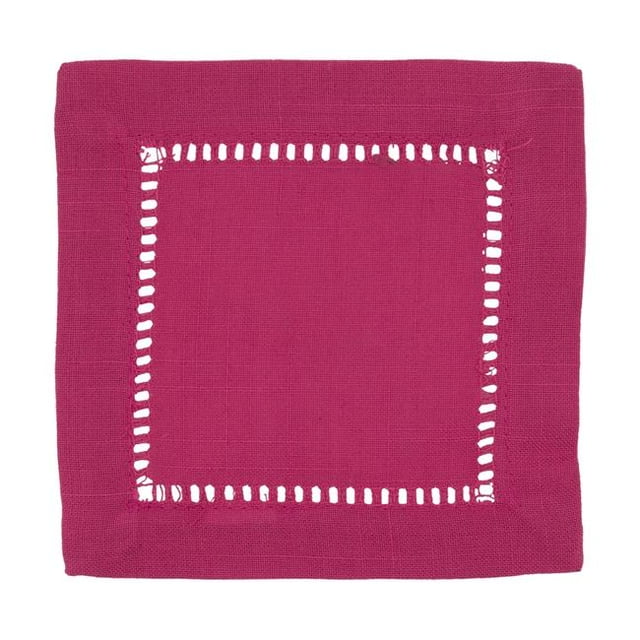 SARO 6313.FU6S 6 Po Carré Classique Ourlet Bord Cocktail Serviette Fuchsia - Lot de 12