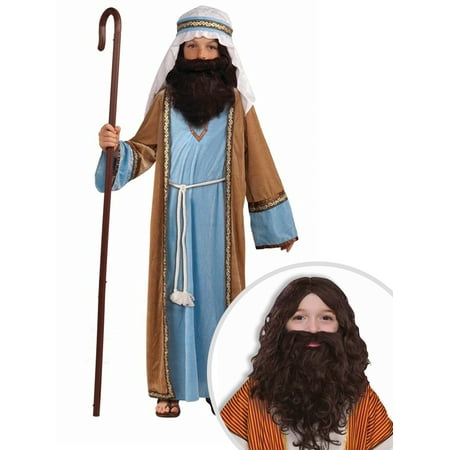 Jesus or Joseph Boy's Deluxe Costume and Brown Biblical Wig and Beard Children's