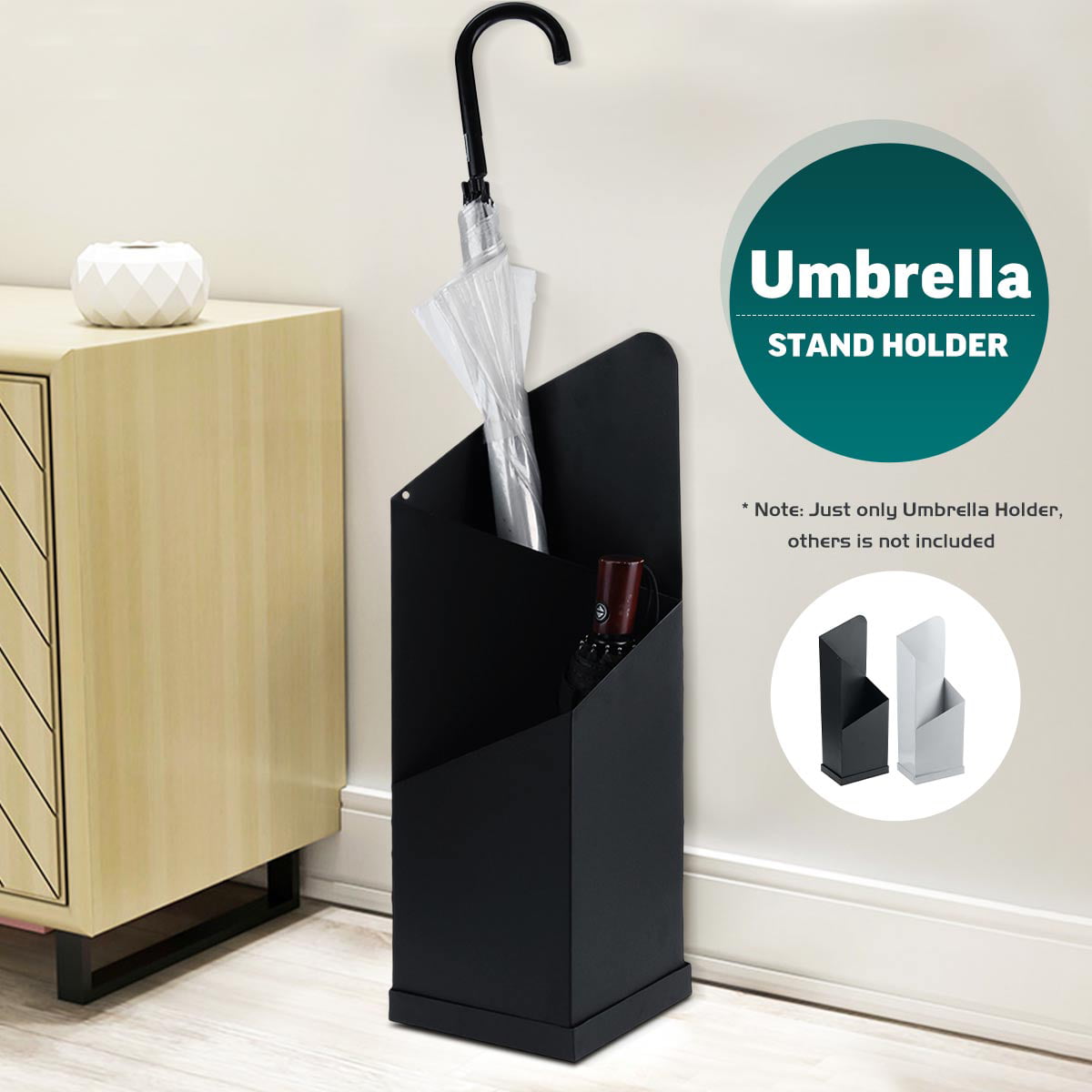 2xGrey Umbrella Rack Stand Holders with Drip Tray Space Saving for Home 