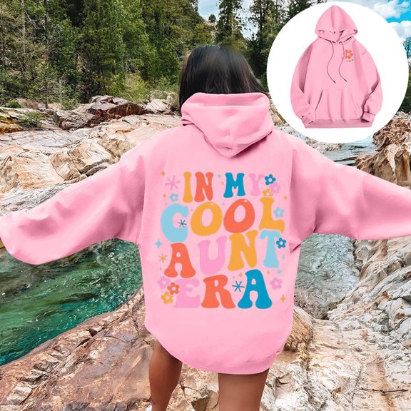 Graphic Print Hooded Sweatshirt for Everyday Comfort Women Casual Spring Fall Wear Women's Hoodies Sweatshirts Platform Competitor Reference Pink S