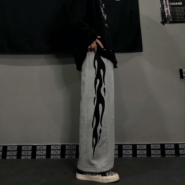Pantalones Harajuku Y2k de gran tamaño para hombre, ropa de calle japonesa, pantalones de chándal coreanos, Pantalones rectos deportivos casuales estampados