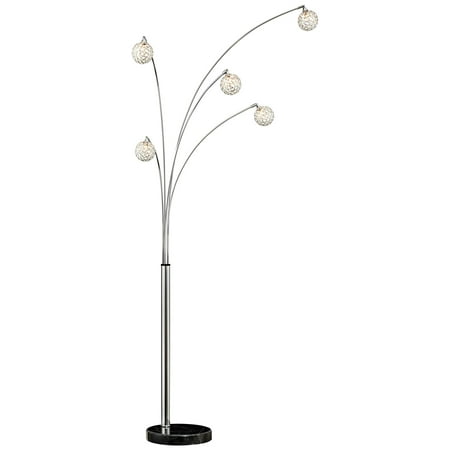 Possini Euro Design Mid Century Modern Arc Floor Lamp 5 Light Chrome Marble Base Crystal Ball Shades Foot Dimmer For Living Room Walmart Com Walmart Com