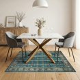 thumbnail image 3 of ODIKA 5'x7' Washable Area Rug Non-Slip, Low Pile, Stain Resistant Teal Stars Tossed Vintage Distressed Plank Look Terracotta Round for Guest Room, Lounge, Apartment, 3 of 7