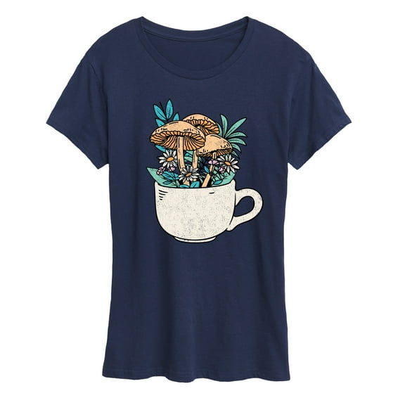 Instant Message - Coffee Cup Flowers - Women's Short Sleeve Graphic T-Shirt
