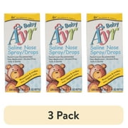 (3 pack) Ayr Baby Saline Nasal Spray/Drops, 1 Oz.