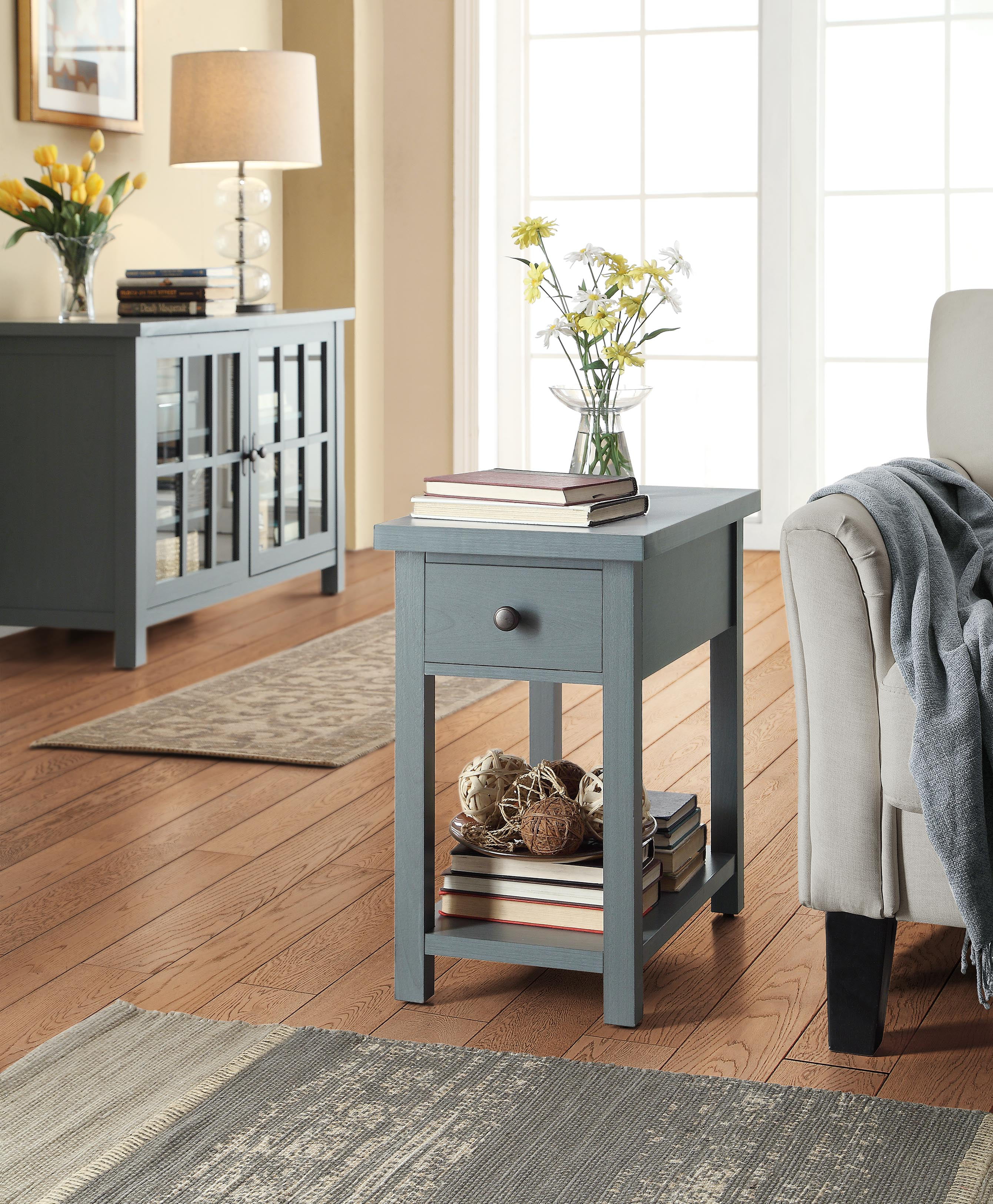 Better Homes And Gardens Oxford Square End Table With Drawer Blue