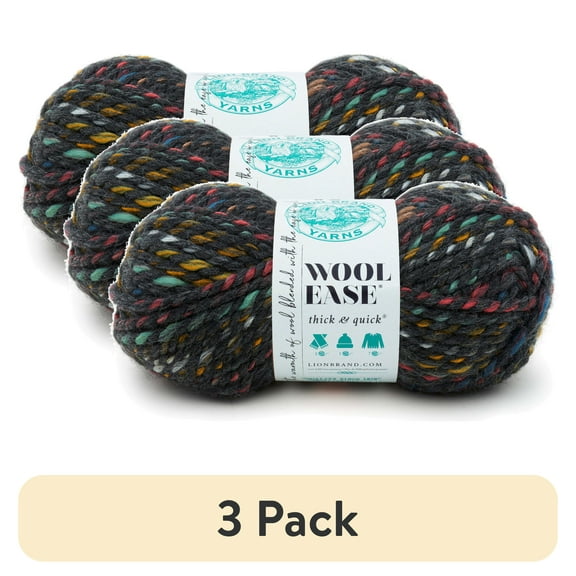 (3 pack) Lion Brand Yarn Wool Ease T&Q Bedrock 640-618B Super Bulky Acrylic Wool 87 Yards 5 oz Yarn