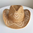 thumbnail image 5 of RUINIXCW Straw Cowboy Hats for Women Woven Cowgirl Hat with Shapeable Brim Unisex Hollow Out Woven Roll Up Summer Beach Sun Hat, 5 of 9