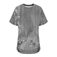 thumbnail image 3 of Tops Cortos para Mujeres, Cintura Plisada Cuello Redondo Tamaño Grande Camiseta de Manga Corta Top Casual Hecha de Estante de Imitación, Camisetas Casuales de Mujer, 3 of 6
