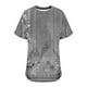 thumbnail image 3 of Tops Cortos para Mujeres, Cintura Plisada Cuello Redondo Tamaño Grande Camiseta de Manga Corta Top Casual Hecha de Estante de Imitación, Camisetas Casuales de Mujer, 3 of 6