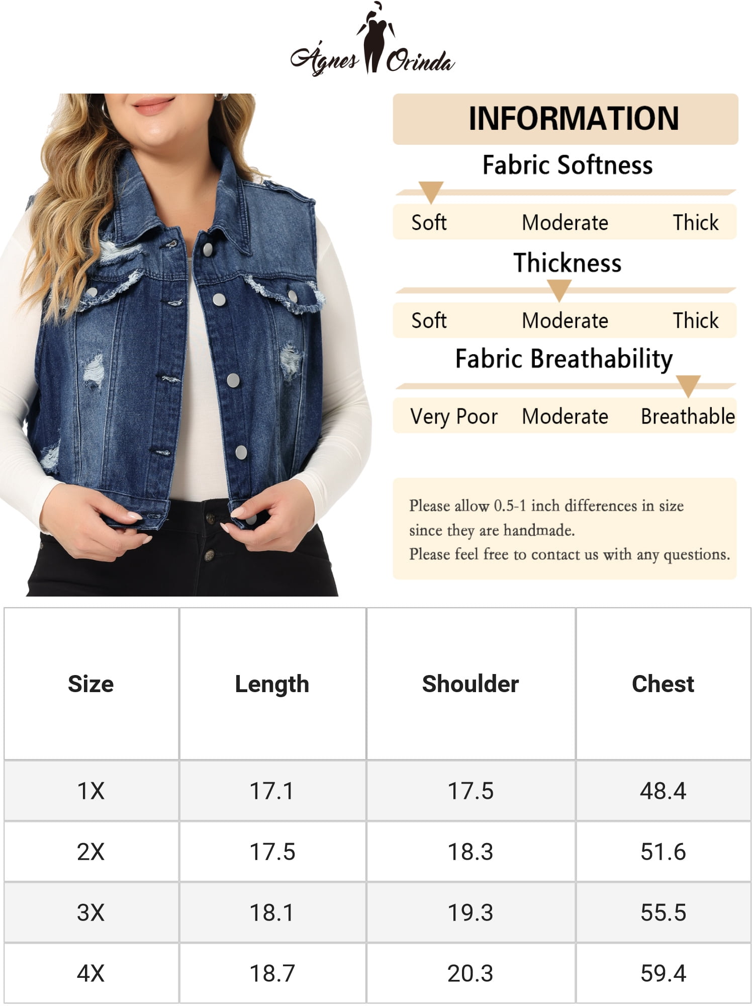 Unique Bargains Women's Plus Size Denim Sleeveless Chest Pockets Vests Jacket 2X Dark Blue