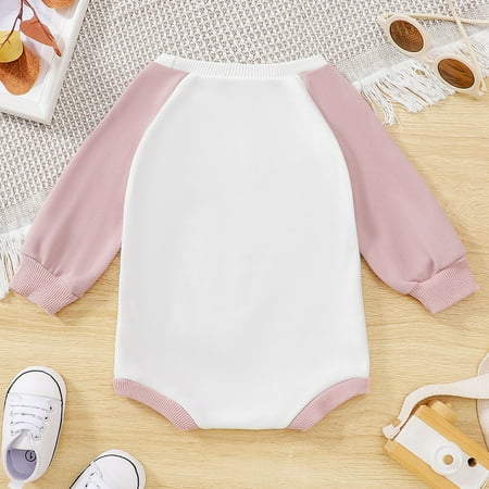 

Gubotare Baby Rompers Girl Baby Bodysuit Costume Newborn Baby Girl Sweater Romper Ruffle Long Sleeve Knitted Jumpsuits Striped Print Sweatshirt Headband Fall Clothes Pink 3-6 Months