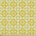 thumbnail image 2 of Ambesonne Ethnic Fabric by the Yard Upholstery, Oriental Motifs in Rhombus, 1 Yard, Earth Yellow and White, 2 of 5
