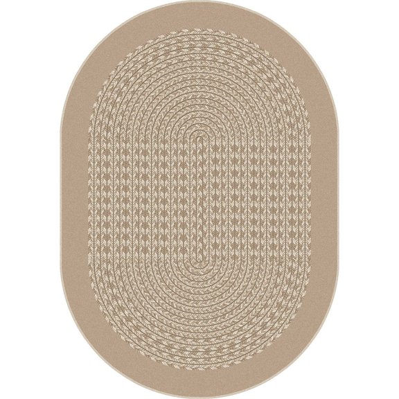Joy Carpets Kid Essentials Like Home 3'10" x 5'4" Oval Area Rug in Color Beige