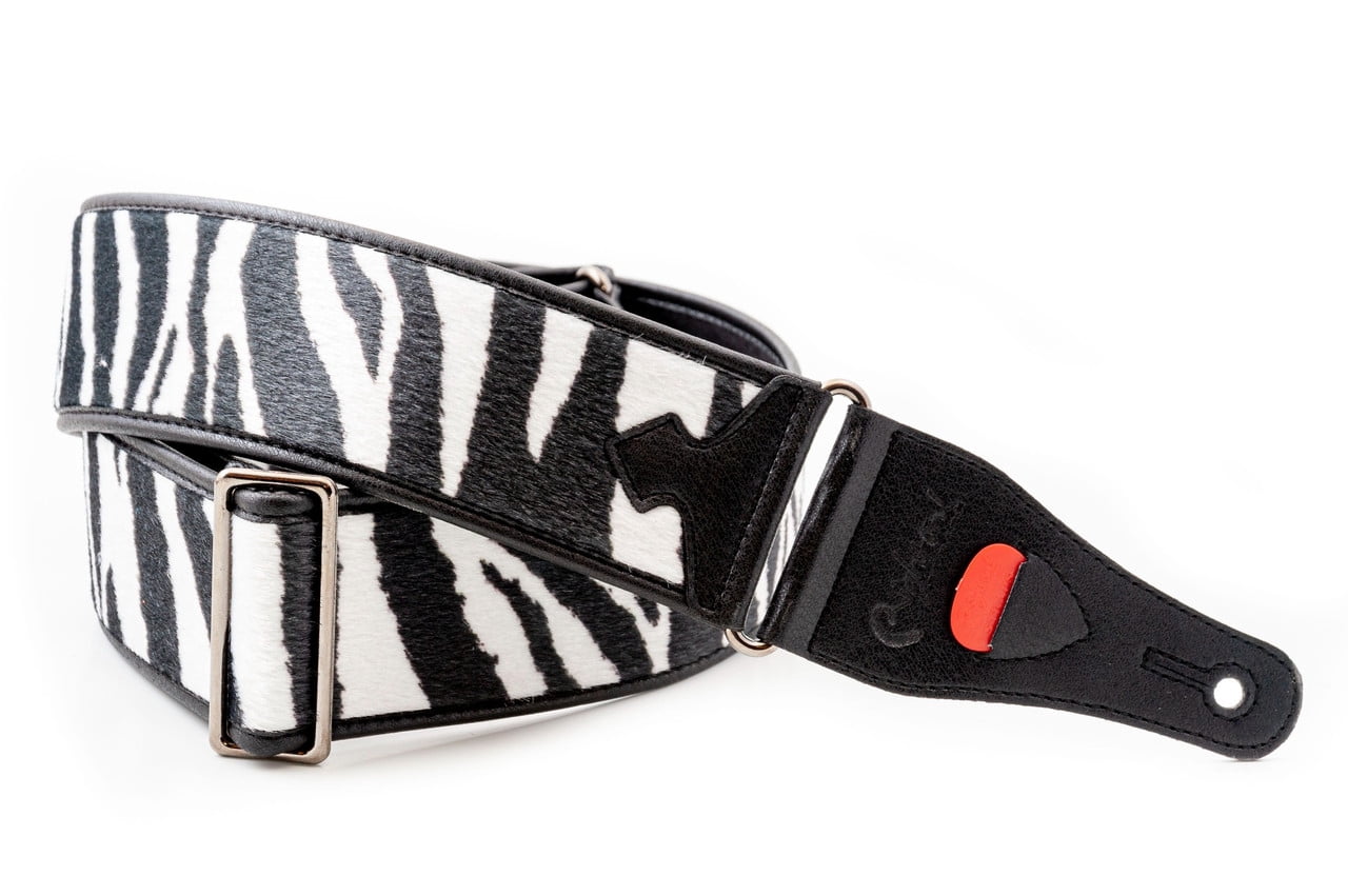RightOn! Straps Zebra Guitar Strap – Vegan Faux Leather Design