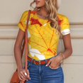 thumbnail image 4 of KLL Women 's Crew Neck Bodysuit Jumpsuits Autumn Maple Leaves Print Short onesies Stretch T Shirts, 4 of 5