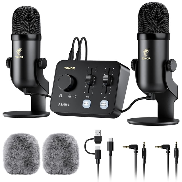 Paquete de equipos de micrófono TONOR ASMR con interfaz de audio