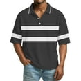 thumbnail image 2 of Dresfit Men's Polo Shirts Short Sleeve Striped Golf Shirts 2026 Summer Button Down Waffle Knit Tops Color Block Lightweight Loose Beach Shirt 3XL, 2 of 6