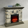 thumbnail image 4 of FESTIVO 40 in. Faux Stone Freestanding Electric Fireplace - 40" in Width - Bisque/Muddy, 4 of 11