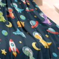 thumbnail image 3 of Space Dinosaurs Rockets Planets Blanket,Comfortable Soft Flannel Throw Blanket,All Season,Warm Lightweight Blankets for Sofa Bed Couch Living Room Chair,30"x40", 3 of 4
