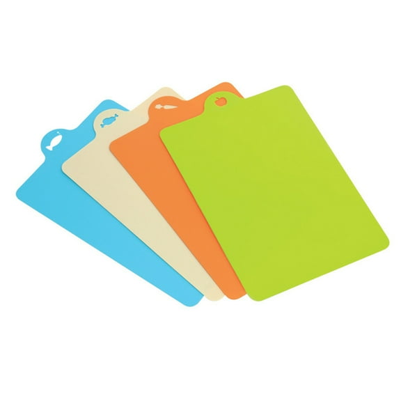 Assorted Color Cutting Board Set of 4 Flexible PP Chopping Boards for Kitchen with Hanging Hole