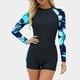 thumbnail image 2 of TaTaai Women Printed Conservative Long Sleeve One Piece Wetsuit Full Zip Stretch Surf Swimsuit Ladies Diving Beach Wear UV Protection Quick-Drying Comfortable Swimwear Gift, 2 of 7