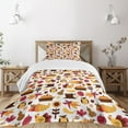 thumbnail image 3 of Ambesonne Harvest Quilted Bedspread Set 2 Pcs, Fall Nuts Owls Composition, Twin Size, Orange Red Brown, 3 of 6