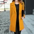 thumbnail image 2 of Women's Double Wool Blend Lapel Cardigan Coat Long Sleeve Solid Color Outerwear For Autumn Winter Fashion, 2 of 2