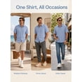 thumbnail image 4 of Oalirro Men's Short Sleeve Casual Button Down Shirt – Lightweight Breathable Cotton, Two Chest Pockets, Classic Collar, Solid Blue, Regular Fit for Summer Wear, 4 of 11