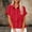 Red, variant on Womens Casual V-Neck Linen Tunic Blouse, Button Down with Side Pockets, Empire Waist Roll Up Long Sleeve Curved Hem, Red, S-XXL,Size L