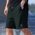 thumbnail image 2 of Ymyiu Mens Drawstring Shorts Men's Shorts Casual Stretch Classic Fit Shorts Elastic Waistband Pocket Design Soft Cotton Stretch Fabric Breathable Size 3XL(Dark Green, 3XL), 2 of 7