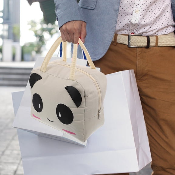 CHICHUMID Panda Insulated Lunch Tote with Handle Lightweight Thermal Cooler Bag for Outdoor Use