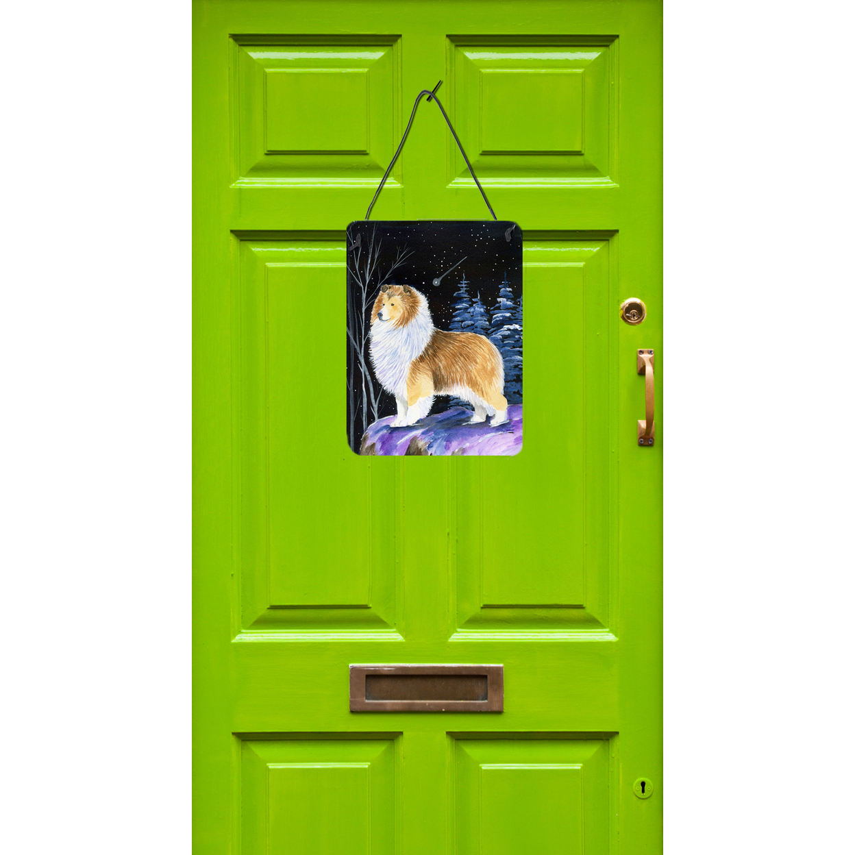 Starry Night Sheltie Aluminium Metal Wall or Door Hanging Prints