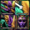 thumbnail image 4 of Purple Mask Mardi Gras Banner Gold Ornate Masquerade Display Green Feather Emerald Gem Carnival Backdrop for Carnival Party Masquerade Ball Festive Celebration, 4 of 4