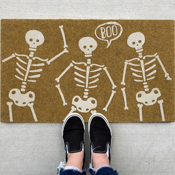 Halloween Decoration Pumpkin Patterned Doormat, 24"x 116" Non Slip Natural Coir Front Door Mat Doorway Rugs, Trick or Treat Outside Indoor Decor
