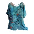 thumbnail image 2 of Puntoco Mujer Suelta Casual Manga Corta Cuello Redondo Estampado Blusa Casual Camiseta Túnica tops Puntoco Puntoco-5123, 2 of 6