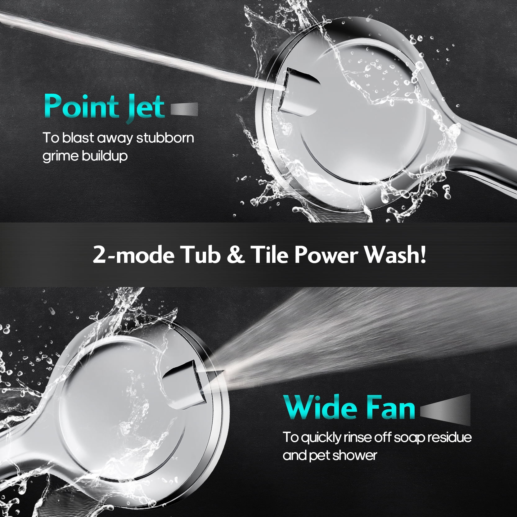 High Pressure Shower Heads, 10 Modes Shower Head with Handheld, Power Wash to Clean Bathroom, 5.04" Rain Showerhead with 80 Inches Extra Long SS Hose, Hard Water Filter & Adjustable Bracket.