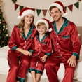 thumbnail image 6 of Family Christmas Pajamas Matching Sets Silk Satin Plus Size Casual Matching Set for Family, 6 of 10